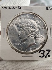 Beautiful BU Semi-Key 1923-D Peace Silver Dollar, Old Holder (VIDEO) [001205] picture