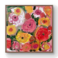 Hammond Original 12x12 Expressionist Pink Yellow Roses Airy Painting Signed picture