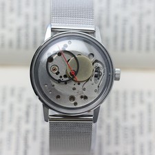 Wristwatch Raketa Skeleton Minimal Steampunk Style Vintage Soviet. Case 34mm. picture