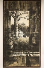 RARE 62” MONUMENTAL MID-CENTURY RON ROESCH SERIGRAPH FRAMED CALIFORNIA ARTIST picture