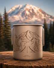 TOAKS 450ml Titanium Mug Hand Drawn Mt Rainier Laser Engraved picture