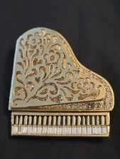 Signed Butler Gold Pave' Piano made with Swarovski Crystals Brooch Pin picture