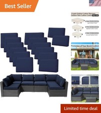 Dark Blue 14-Piece Waterproof Cushion Covers - Full Protection for Outdoor Sofas picture