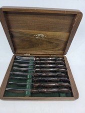 Vintage 8 PC CUTCO #1759 STEAK Serrated KNIVES ~ ORIGINAL WOOD BOX picture