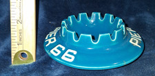 Vintage Pier 66 Fort Lauderdale Turquoise Blue Glass Ashtray Crown Rim 5 Inch picture