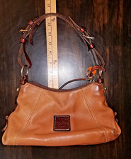 Vintage British Tan Leather Dooney & Bourke 1975 mini East/West slouch Bag picture