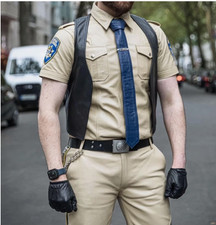 Men's Real leather California Highway Style Complete CHP Uniform & Tie picture