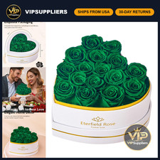 16 Preserved Roses in Heart Shape Box - Forever Flowers, Green Floral Gift picture