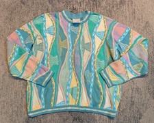 Vintage Genuine COOGI Australia 3D Knit Blue Pastel Sweater Pullover Sz. L picture