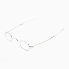 Tiny Silver Spectacle Reading Glasses with Sliding Temples  2.00 diopter - Kane picture