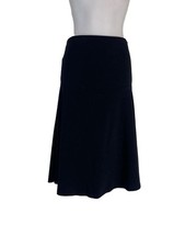 Express Women's Black Cotton Blend Fold Over Flared Midi Skirt picture