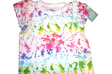 Chaser Splatter Paint Rainbow Girls Size LS Crew Neck Tee White With Multi Color picture