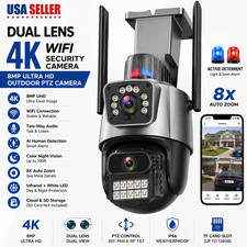 Dual Lens 4K WiFi Security Camera 8X Zoom Outdoor Home Night Vision CCTV PTZ US picture