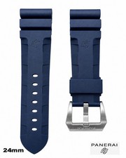 24MM OEM AUTHENTIC PANERAI WATCH BLUE RUBBER STRAP/BAND CAOUTCHOUC WITH BUCKLE picture