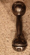 ANTIQUE / VINTAGE CAST IRON . GLOBE, ROUND HEAD DUMBBELL 5 lbs picture
