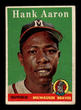1958 Topps Baseball Hank Aaron #30 Milwaukee Braves Poor-VG (Scratches) picture