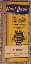 Vintage Original 1930 1940s Chevrolet Parts WANT BOOK J.R. Roof Dealer Newton NJ picture