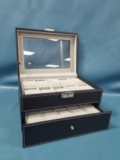 Songmics Black 20-Slot Wrist Watch Storage Case W/ Glass Pane Hinged Lid picture