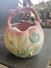 VTG Hull Art Pottery Wildflower Basket Vase B-25 6½” Pastels Original Sticker picture