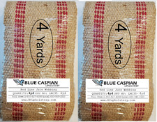 2 Packs of 4 YARDS precut UPHOLSTERY RED LINE JUTE WEBBING HEAVY WEIGHT picture