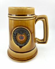 Vintage University of Illinois Ceramic Beer Stein Mug Pewter Emblem Tankard picture
