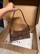 NWT CFN74 Emeilia Shoulder Bag In Signature Chenille Truffle picture
