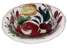 Nice Vintage Italian Ceramic Floral Oval Serving Bowl Fun picture
