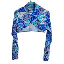 Coolibar Kaycos Shrug Cover Up Womens Small Blue UPF 50+ Mock Neck Long Sleeve picture