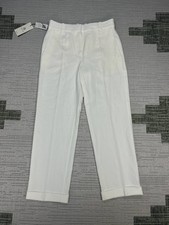 Aritzia Babaton Cuffed Crepe Sartorial Pants Womens 4 White Straight Leg New picture