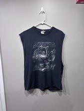 Vintage Only The Strong Survive Wolf Muscle Shirt Size L Black picture