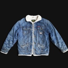 Vintage 1980’s distressed Rifle Golden Rifle Sherpa lined denim jacket men’s M/L picture