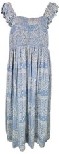 NWOT SONOMA MATERNITY SzL Flutter Sleeve Smocked Midi Dress Bandana Patchwork picture