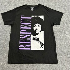 Aretha Franklin T-Shirt Mens Size XL Black Respect Graphic Print Soul Music Tee picture