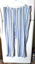 NEW CATHERINES BLUE & WHITE STRIPED LINEN LYNEN LINEN BLEND PANTS PLUS SIZE 3X picture