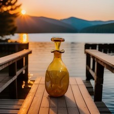 Vintage Blenko #49 Pinched Decanter Winslow Anderson Amber/Gold  Art Glass 1959 picture