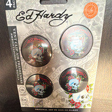 Ed Hardy Vent Clip Air Fresheners 4-Pack Black Skull Design for Car picture