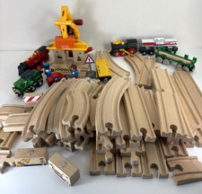 Big Lot Of Brio Brand Wood Wooden Train Tracks & Trains  picture