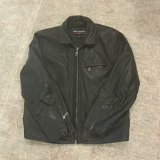 Wilsons Men's Black Leather Jacket Full Zip Point Collar Size M Regular Fit picture