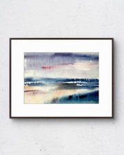 Lake Study No.12 7x5 Sunset Watercolor Painting Landscape Fine Art Wall Decor picture