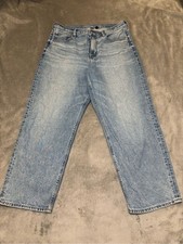 American Eagle Strigid Straight Jeans Light Wash Rhinestone Embellished Size 14S picture