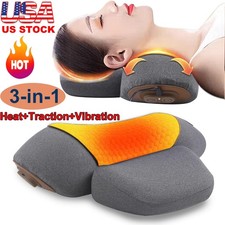 3-In-1 Neck Massager Pillow With Vibration Heating Traction Therapy Pain Relief picture