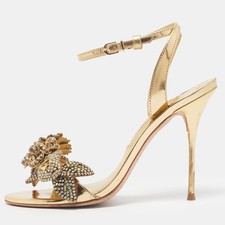 Sophia Webster Lilico Size 38.5 Gold Leather Ankle Strap Sandals picture
