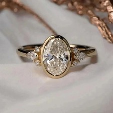 2 Ct Oval Cut Lab-Created Diamond Women's Wedding Ring 14K Yellow Gold Finish picture