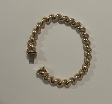 VIOR 14K VINTAGE Yellow Gold  ITALY Macaroni Solid Bracelet, 19.6G picture