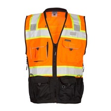 ML Kishigo S5003-L Premium Black Series Surveyors Safety Vest Orange L picture