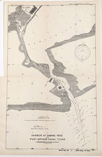 1915 SABINE PASS - PORT ARTHUR CANAL - TEXAS  Map ORIGINAL - Nautical Canal picture