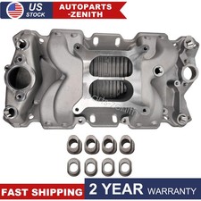 Aluminum Dual Plane Air Gap 22026 Intake Manifold For SBC Chevy 350 Small Block picture