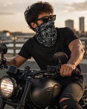 Black Paisley Face Mask Neck Gaiter Motorcycle Balaclava Tube Bandana Bike Mask picture