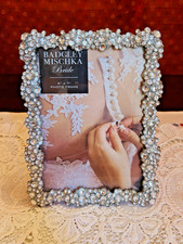 Badgley Mischka Bride 5x7 Photo Frame Silver Rhinestone Wedding picture