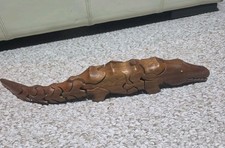 Handcrafted Wooden Interlocking 3D Alligator Puzzle, Peter Chapman Clock Inside  picture
